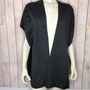 NWT LOFT Grey Wool Knit Open Kimono Short Sleeve Cardigan Womens Sz XS/Small NEW